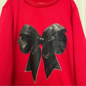 Girls Red Sweatshirt with Black Bow Size 9-10Y